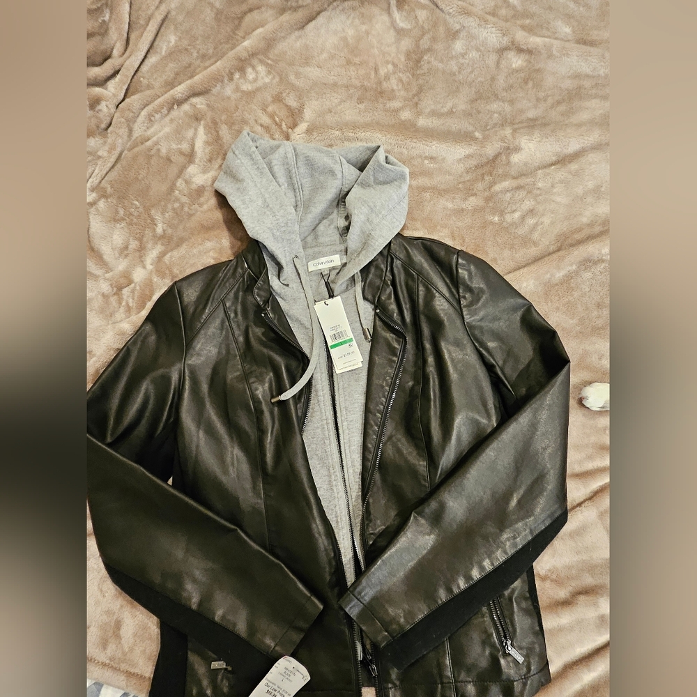 Calvin Klein Black Jacket with Gray Hoodie